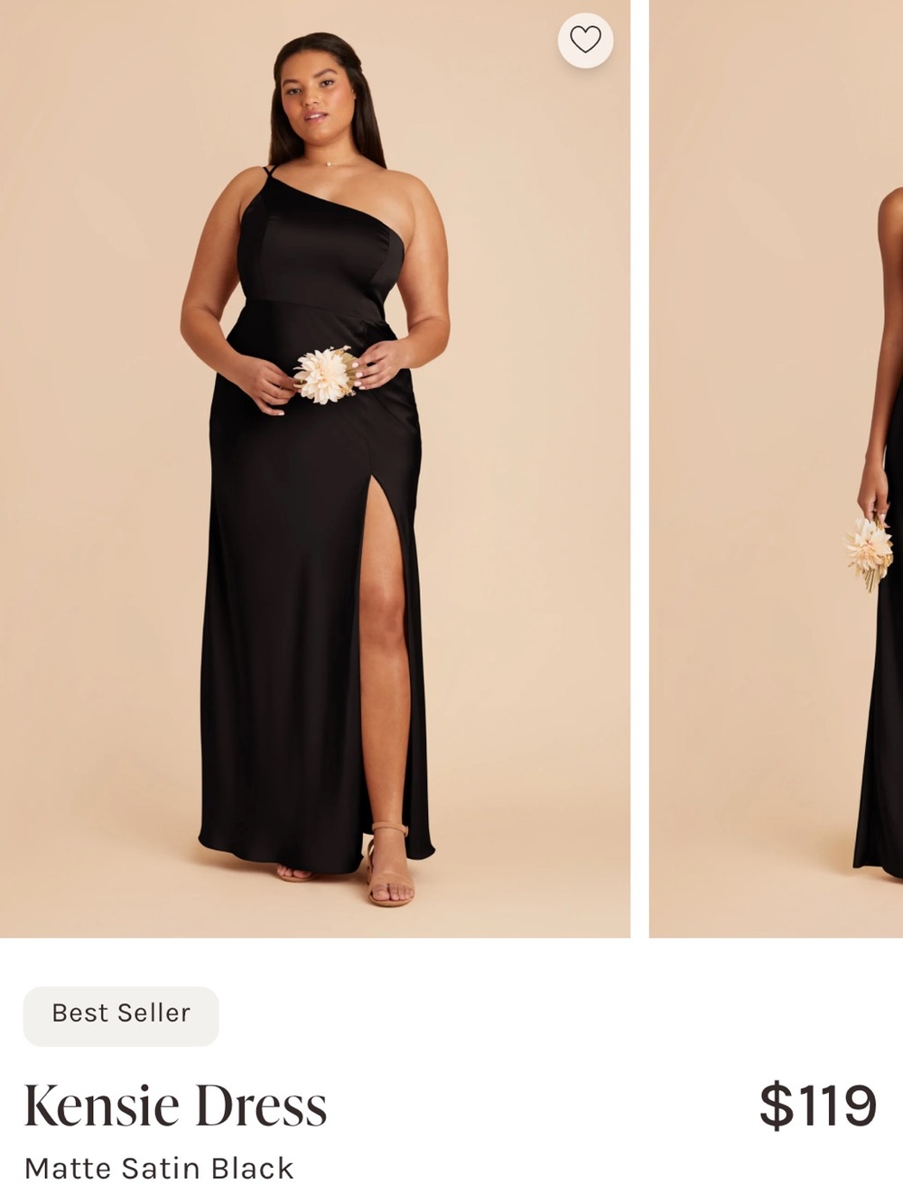 Birdy Grey One-Shoulder Matte Satin Black Gown with Side Slit
